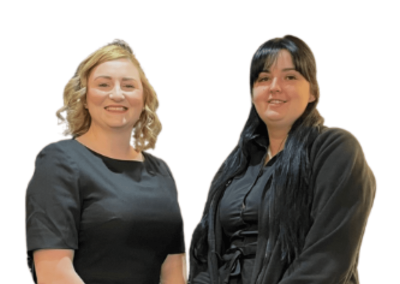 Kirstie Rowe a Lauren Prescott X Clwb Golff Brenhinol Porthcawl